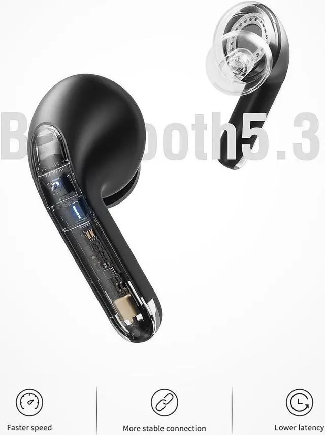 Alt view image 2 of 7 - True Wireless Earbuds, Bluetooth 5.3 Headphones 40H Playtime with 4 ENC Noise-Cancelling Mic, LED Digital Display Charging Case, Deep Bass IPX7 Waterproof Earphones Stereo Headset for Smartphones