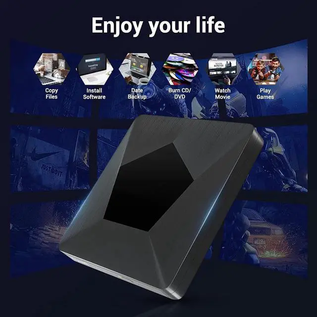 Alt view image 7 of 7 - External Bluray CD DVD Drive, Ultra Slim USB 3.0 and Type-C Portable Portable Slim CD DVD +/-RW Drive Player Burner, Blu-ray CD DVD Burner 3D Optical Blu-ray CD DVD Drive for Windows XP/7/8/10, MacOS