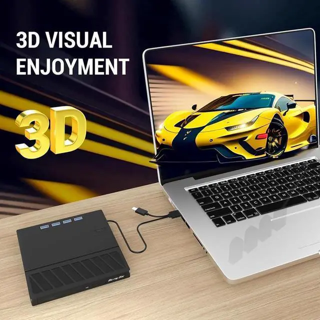 Alt view image 3 of 7 - [7-in-1] External Blu-ray DVD Drive, BD Player with Read/Write Blu ray Drive Burner SD/TF Card Slots and 4 USB Ports DVD Burner Optical Drive 3D Bluray Drive for Laptop PC Desktop Windows 11 10 Mac OS