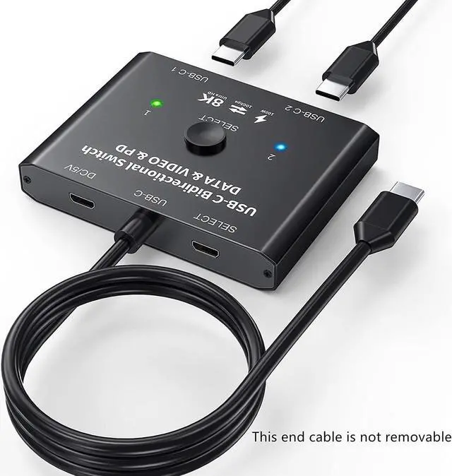 Alt view image 2 of 7 - USB C Switch 2 in 1 Out or 1 in 2 Out, Type-C Bi-directional Switcher Box for 2 Computers with C Port, Supports 4K @120Hz 8K @60Hz Video / 10Gbps Data Transfer, Notes: No Splitter Function
