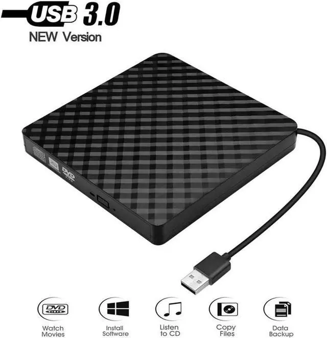 Main image of External DVD Drive, CD DVD +/-RW Drive USB 3.0 Protable USB DVD/CD ROM Burner Optical Drive Player Reader Writer for Windows 11/10/8/7 Laptop Desktop Computer, Mac OS (Black)