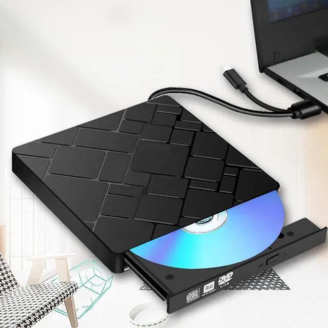 Alt view image 5 of 7 - [New Arrival] External DVD Drive for Laptop, Portable High-Speed USB-C&USB 3.0 CD Burner/DVD Reader Writer for PC Desktops, Compatible with Windows/Mac OSX/Linux
