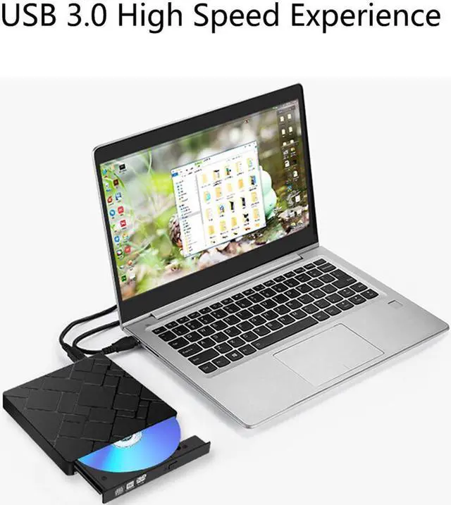 Alt view image 6 of 7 - [New Arrival] External DVD Drive for Laptop, Portable High-Speed USB-C&USB 3.0 CD Burner/DVD Reader Writer for PC Desktops, Compatible with Windows/Mac OSX/Linux