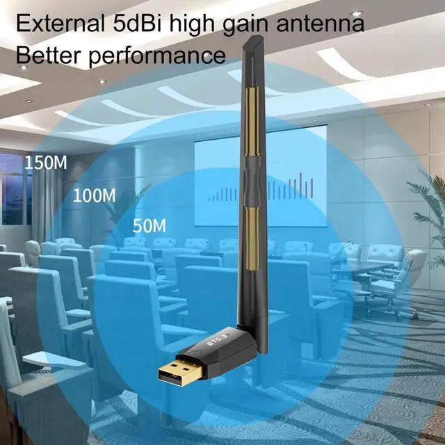Alt view image 5 of 7 - USB Bluetooth Adapter for PC, USB Bluetooth 5.3 Dongle, Long Range 492FT / 150M Bluetooth Stick Receiver & Transmitter, Plug and Play for Windows 11/10/8.1, for Bluetooth Keyboard Mouse