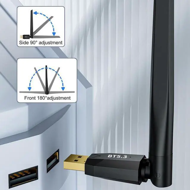 Alt view image 6 of 7 - USB Bluetooth Adapter for PC, USB Bluetooth 5.3 Dongle, Long Range 492FT / 150M Bluetooth Stick Receiver & Transmitter, Plug and Play for Windows 11/10/8.1, for Bluetooth Keyboard Mouse