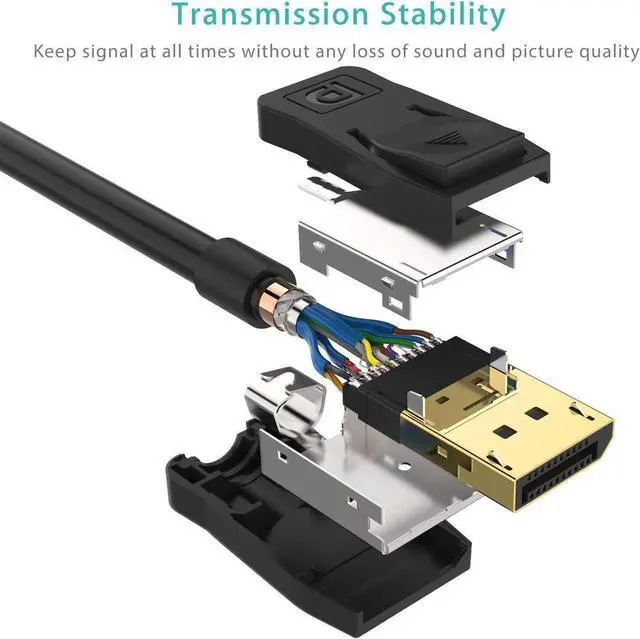Alt view image 5 of 7 - 4K DisplayPort to HDMI Cable 6ft / 1.8M, Gold-Plated DP to HDMI Adapter Cable Male to Male Supports Video and Audio Cable 4Kx2K for DP Laptop PC Desktop to Monitor TV Projector, 6 Feet, Black