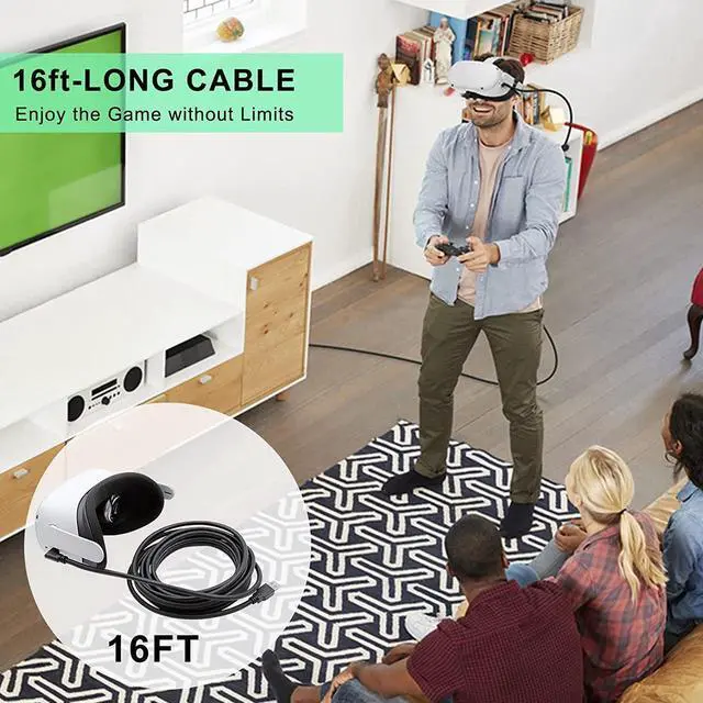 Alt view image 4 of 7 - VR Link Charger Cable 16FT- Long USB A to C Cable Compatible with Oculus Quest, Oculus Quest 2 Link Cable for PC Game USB 3.1 Gen1 A to USB C High Speed Data Transfer Fast Charging Cord for Gaming PC
