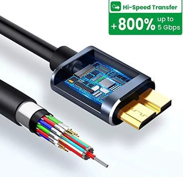Alt view image 4 of 7 - USB C to Micro B Cable 3.0, Type C to Micro B Hard Drive Cable, Micro B to USB Type C Cable for Toshiba Canvio, Seagate, WD External Hard Drive, Chromebook Pixel and More (1 Pack-3.3ft / 1M)