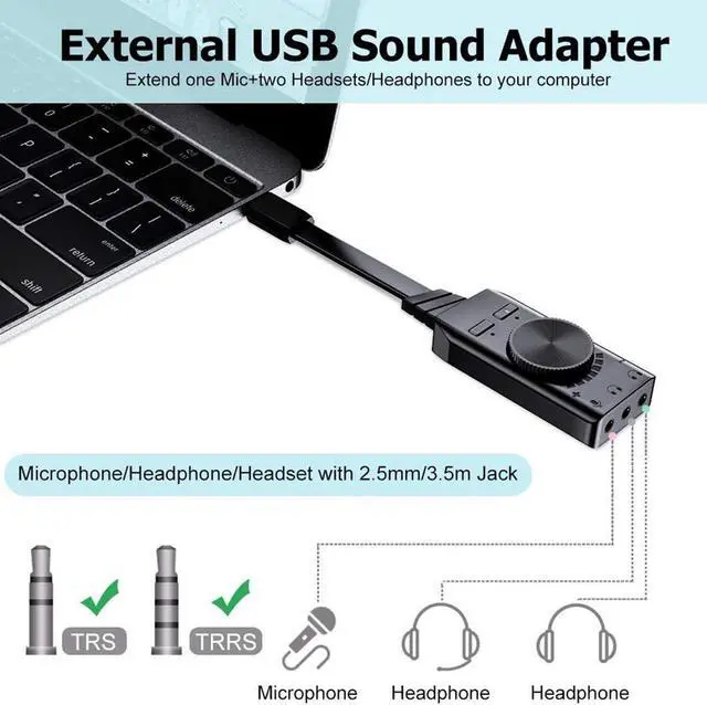 Alt view image 6 of 7 - Virtual 7.1 USB Sound Card Adapter BENGOO External Audio Adapter Stereo Sound Card Converter 3.5mm AUX Microphone Jack for Gaming Headset Earphone PS4 Laptop Desktop Windows Mac OS Linux, Plug Play