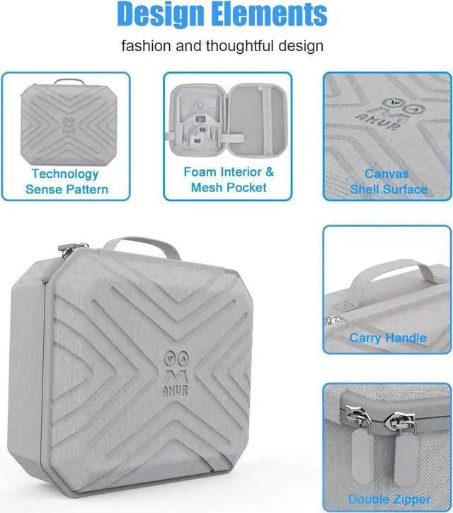 Alt view image 3 of 7 - Portable Fashion Travel Case for Oculus Quest 2, Storing VR Gaming Headset and Touch Controllers Accessories Carrying Bag