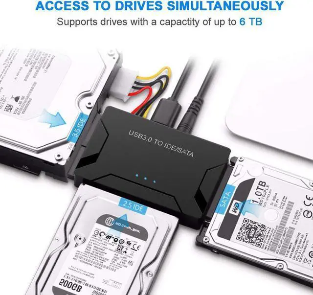 Alt view image 4 of 7 - USB IDE/SATA Adapter, USB 3.0 to SATA IDE Hard Drive Cable Adapter Converter for 2.5" 3.5" IDE External SATA HDD SSD Hard Drives Disks with 12V 2A Power Adapter
