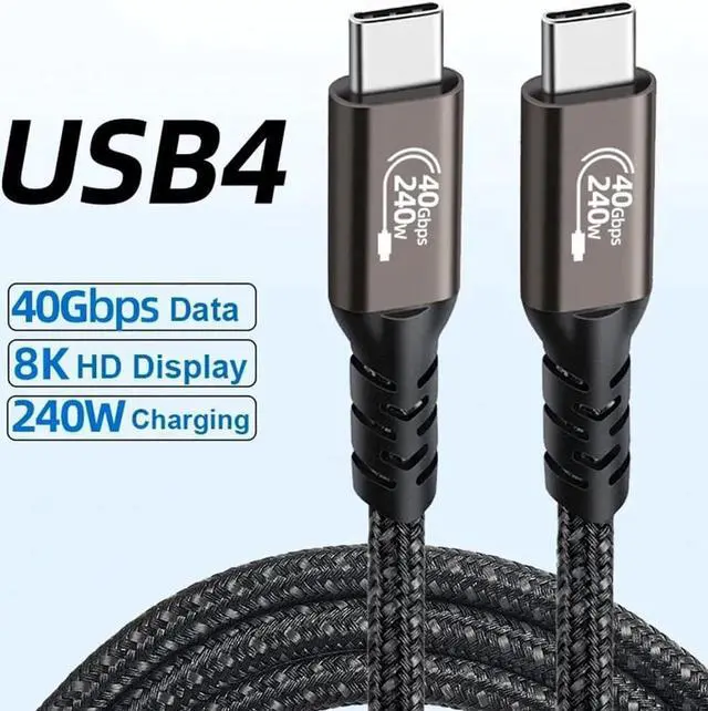 Main image of 240W USB4 Cable 1.64FT/0.5M, USB C, Type C to Type C Charging Cord, 240W Power Delivery, 8K 60HZ Display, 40Gbps, Compatible with Thunderbolt 3, MacBook Pro,Intel CPU,TS4 Docking,SSD Storage and More