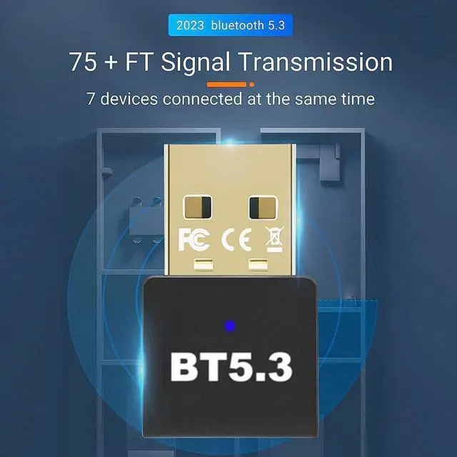 Alt view image 4 of 7 - USB Bluetooth 5.3 Adapter for PC Receiver - Plug & Play Bluetooth 5.3 EDR Dongle Transmitter for Computer Desktop Transfer for Laptop Bluetooth Headset Speaker Keyboard Mouse Windows11/10/8.1