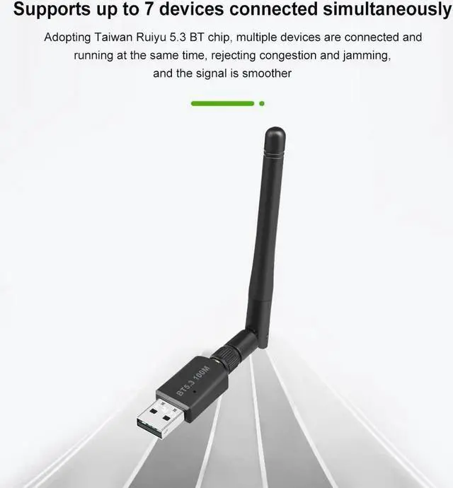 Alt view image 5 of 7 - Bluetooth 5.3 Adapter for Desktop PC, Plug & Play Bluetooth 5.3 EDR Class 1 USB Bluetooth Dongle Wireless Transfer Transmitter Receiver 328FT/100M for BT Mouse/Keyboard/Headphones Support Win11/10/8.1