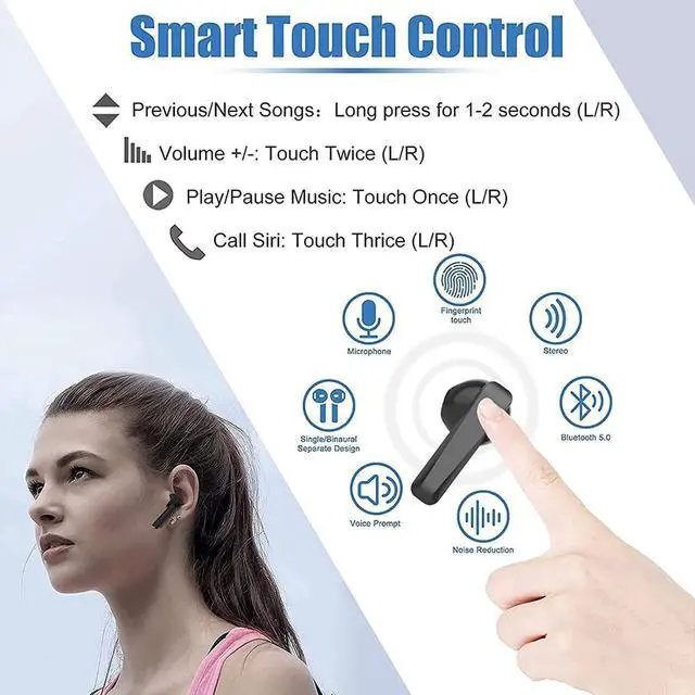 Alt view image 2 of 7 - Wireless Earbuds, Bluetooth 5.0 Ear Buds,IPX7 Waterproof Bluetooth Earphones, 35H Cycle Playtime with Charging Case Wireless Stereo Headphones