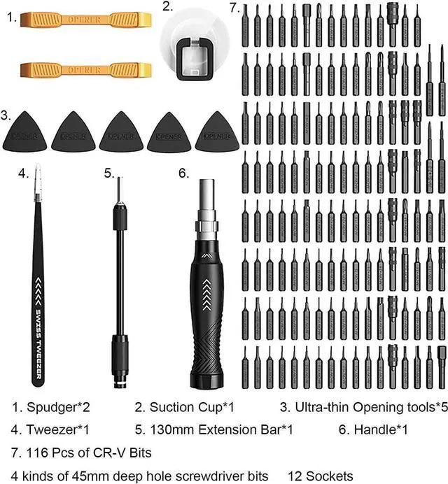 Alt view image 6 of 7 - Precision Screwdriver Set, 145 in 1 with 132 Bits Magnetic Screwdriver Kit Mini Screwdriver Set Built in Extension Rod Portable Easy to Store Kit for Repair phone, Laptop, Watch, Toy, Game Console