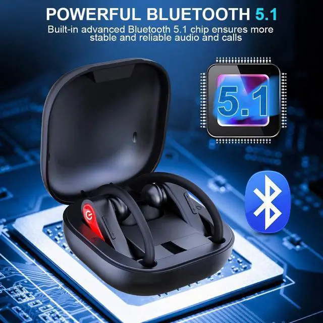 Alt view image 3 of 7 - Bluetooth Sports Headphones, In Ear Bluetooth 5.1 Earphone Wireless, IPX7 Waterproof Stereo Wireless Earbuds, 10H Long Single Playtime, Bluetooth Earphones with HD Microphone, CVC8.0 Noise Canceling