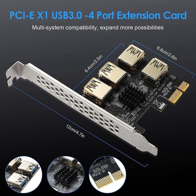 Alt view image 6 of 7 - PCI Express Multiplier Riser Card,PCIe Splitter 1 to 4 PCI-Express 16X Slots Expansion Card Board, PCI-E 1x to External PCI-e USB 3.0 Converter Adapter Card 4 Ports for Bitcoin ETH Mining Miner Device