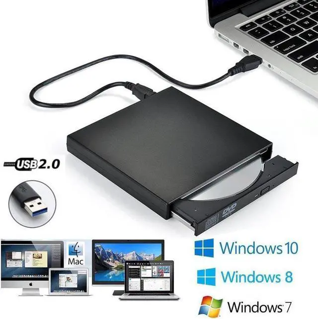 Main image of Slim External Optical Drive USB 2.0 DVD Combo DVD ROM Player CD-RW Burner Writer Plug and Play For Macbook Laptop Desktop PC