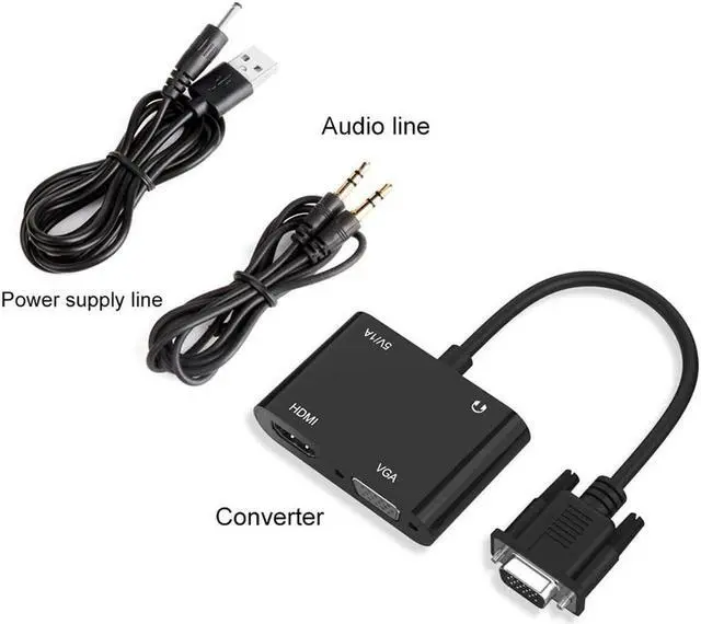 Alt view image 7 of 7 - VGA to HDMI VGA Adapter, VGA Splitter 1 VGA in HDMI VGA 2 Out (VGA HDMI Interface Display at The Same time), VGA to HDMI VGA Adapter for Computer, Desktop, Laptop, PC, Monitor, Projector