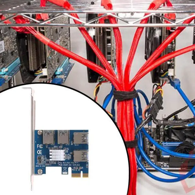 Alt view image 5 of 7 - PCIe 1 to 4 PCI Express 16X Slots Riser Card PCI-E 1X to External 4 PCI-E Slot Adapter PCIe Multiplier Card USB 3.0 Mining Special Riser Card for Bitcoin Miner