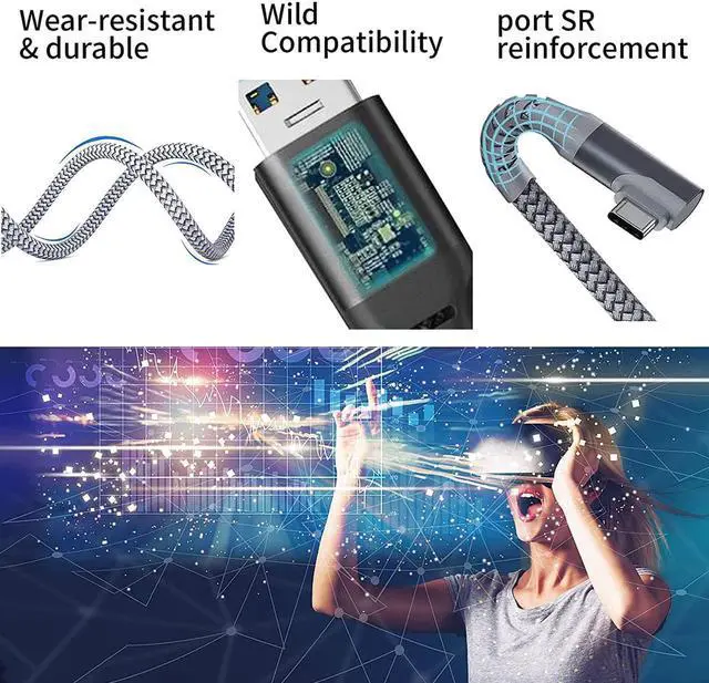 Alt view image 4 of 7 - USB A to USB C VR Link Cable 16FT/5M, Compatible for Oculus Quest 2 Link Cable, USB 3.2 Gen1 VR Headset Cable, Type A to C High Speed Data Transfer Charging Cord for Gaming PC & USB C Chargers