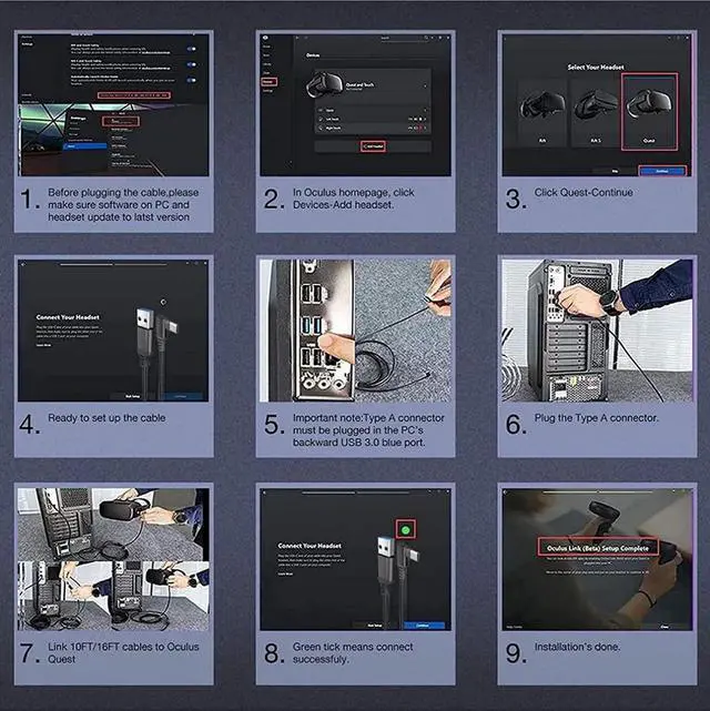 Alt view image 5 of 7 - USB A to USB C VR Link Cable 16FT/5M, Compatible for Oculus Quest 2 Link Cable, USB 3.2 Gen1 VR Headset Cable, Type A to C High Speed Data Transfer Charging Cord for Gaming PC & USB C Chargers