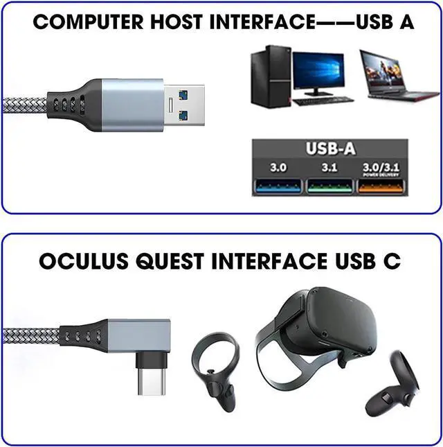 Alt view image 6 of 7 - USB A to USB C VR Link Cable 16FT/5M, Compatible for Oculus Quest 2 Link Cable, USB 3.2 Gen1 VR Headset Cable, Type A to C High Speed Data Transfer Charging Cord for Gaming PC & USB C Chargers