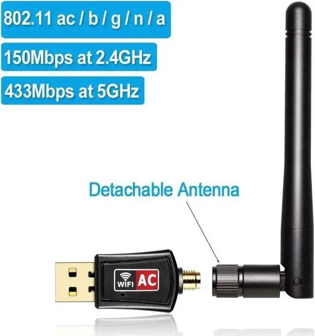 Alt view image 4 of 7 - Wifi Dongle High Speed Internet 2.4/5GHz 600Mbps Wireless USB Wifi Adapter for PC/Desktop/Laptop/Tablet, Supports Windows 10/8/7/Vista/XP/2000, Mac Os X 10.4-10.11.4 and 10.12.1