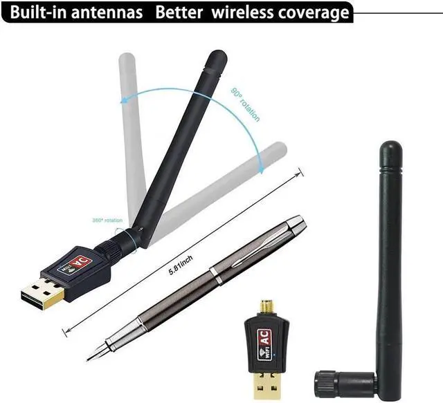 Alt view image 7 of 7 - Wifi Dongle High Speed Internet 2.4/5GHz 600Mbps Wireless USB Wifi Adapter for PC/Desktop/Laptop/Tablet, Supports Windows 10/8/7/Vista/XP/2000, Mac Os X 10.4-10.11.4 and 10.12.1