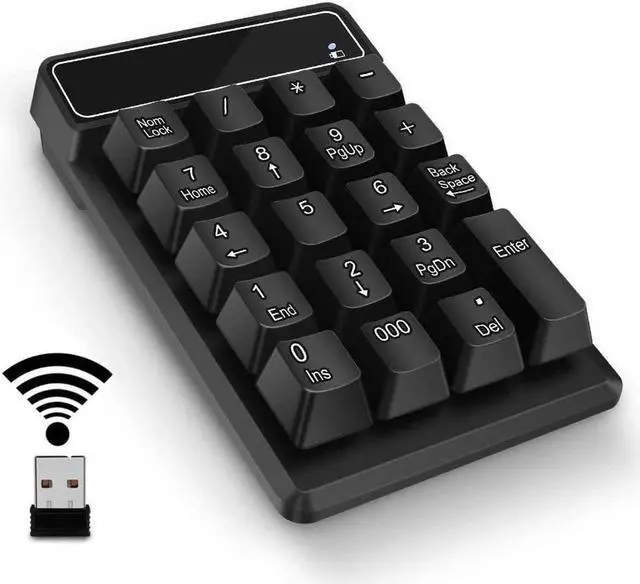 Main image of CO-RN Number Pad,Portable Mini USB 2.4GHz 19-Key Financial Accounting Numeric Keypad Keyboard Extensions for Data Entry in Excel for Laptop, PC, Surface pro, Notebook, etc (Wireless Number Pad)