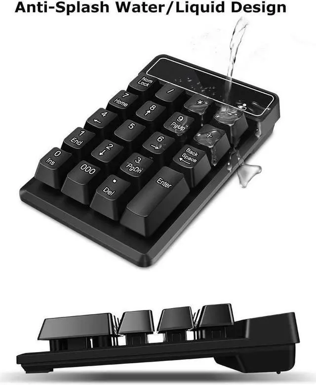 Alt view image 2 of 6 - CO-RN Number Pad,Portable Mini USB 2.4GHz 19-Key Financial Accounting Numeric Keypad Keyboard Extensions for Data Entry in Excel for Laptop, PC, Surface pro, Notebook, etc (Wireless Number Pad)