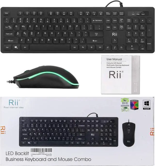Alt view image 2 of 4 - R-i-i RGB Backlit Business Keyboard,Gaming Keyboard and Mouse Combo,USB Wired Keyboard,RGB Optical Mouse for Gaming,Business Office