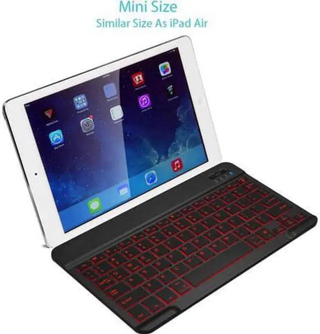 Alt view image 3 of 7 - HB030B Universal Slim Portable Wireless Bluetooth 3.0 7-Colors Backlit Keyboard with Built in Rechargeable Battery, Black