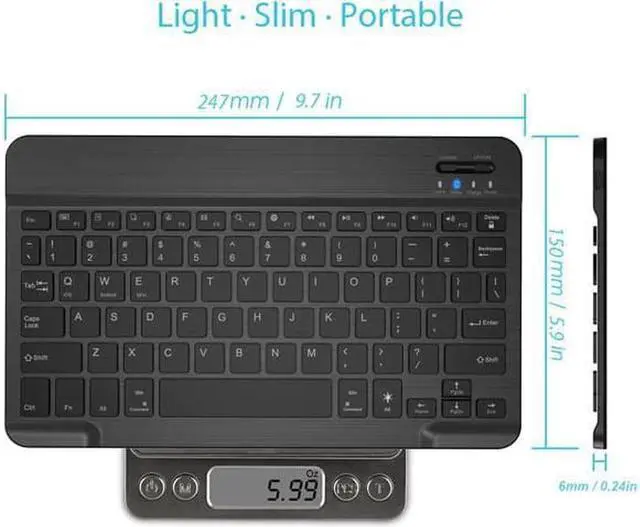 Alt view image 4 of 7 - HB030B Universal Slim Portable Wireless Bluetooth 3.0 7-Colors Backlit Keyboard with Built in Rechargeable Battery, Black