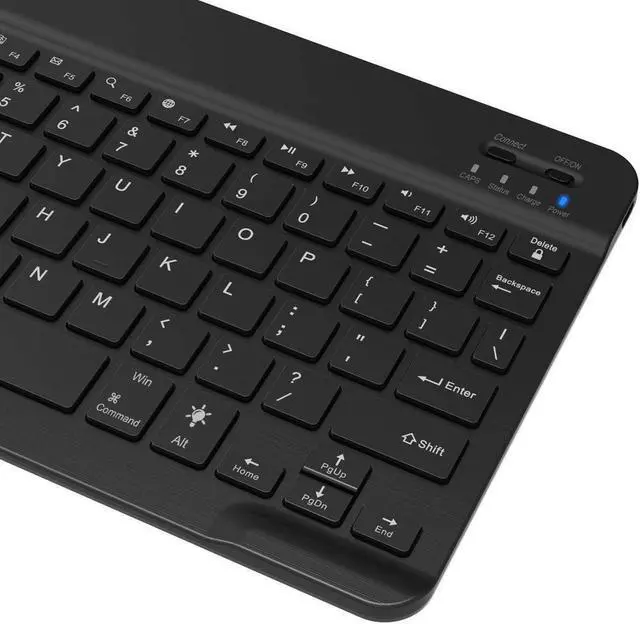 Alt view image 7 of 7 - HB030B Universal Slim Portable Wireless Bluetooth 3.0 7-Colors Backlit Keyboard with Built in Rechargeable Battery, Black