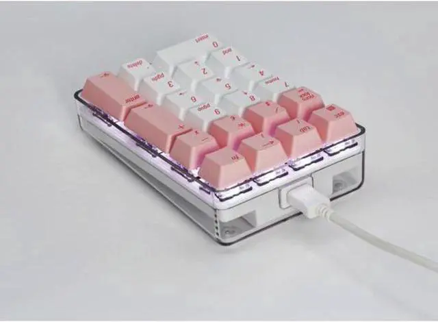 Alt view image 5 of 7 - Mechanical Numeric Keypad GATERON Brown Switch Wired Gaming Keypad Crystal Case White Backlit 21 Keys Mini Numpad Portable Keypad Extended Layout Pink Magicforce by Qisan