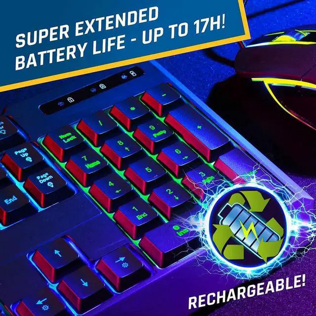 Alt view image 4 of 6 - Corn Wireless Gaming Keyboard RGB New 2023 Version - Long-Lasting Rechargeable Battery - Quick and Quiet Typing - Water Resistant Backlit Wireless Keyboard for PC PS5 PS4 Xbox One Mac - Black