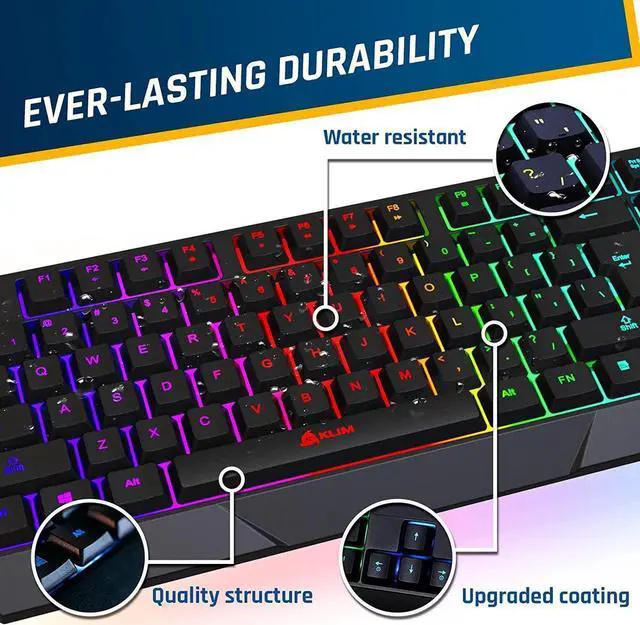 Alt view image 6 of 6 - Corn Wireless Gaming Keyboard RGB New 2023 Version - Long-Lasting Rechargeable Battery - Quick and Quiet Typing - Water Resistant Backlit Wireless Keyboard for PC PS5 PS4 Xbox One Mac - Black