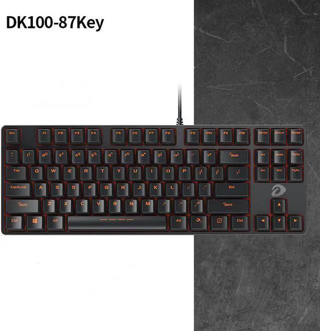 Main image of CORN DK100 Anti-Ghosting Mechanical Keyboard 87 Keys Small Compact Wired USB Gaming Keyboard with Red Switches-Black