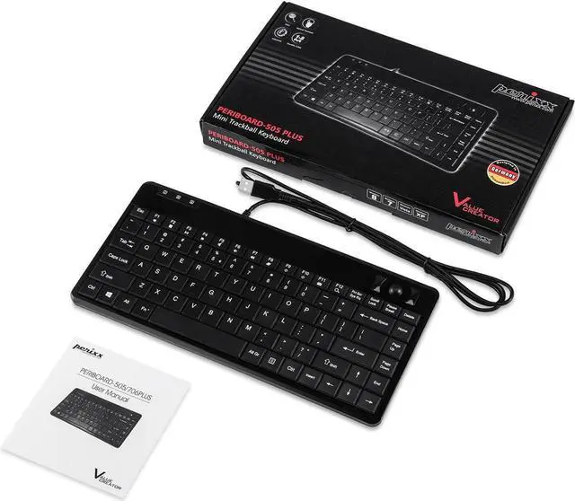 Alt view image 7 of 7 - P-eri-xx PERIBOARD-505H PLUS, Wired USB Trackball Keyboard - Built-in 2x USB 2.0 Hubs - Mini Design - Fit with Professional or Industrial Use - Built inTrackball - US English Layout