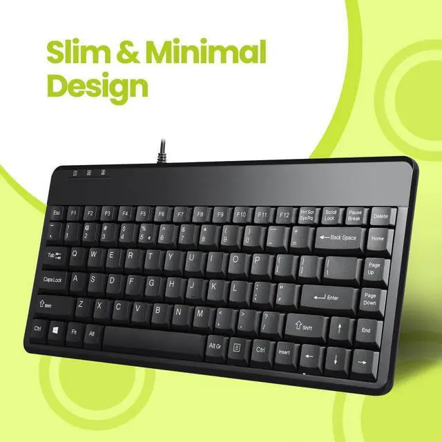 Alt view image 5 of 7 - Pe-ri-xx PERIBOARD-409P Mini PS/2 Keyboard - PS2 Interface - Piano Black Logo-Free Design - US English Layout - 12.40x5.79x0.79 Inch Compact Size - 1.8 meter long cable