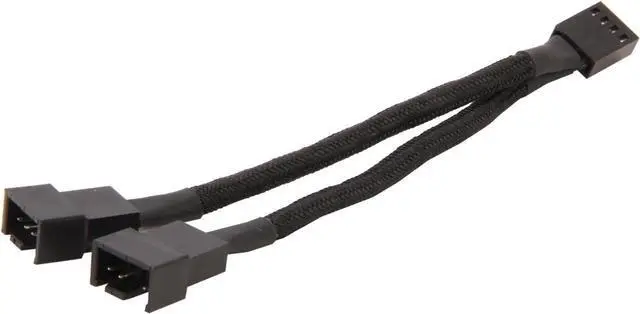 Alt view image 2 of 3 - SilverStone All Black Sleeved 1-to-2 Sleeved PWM Fan Splitter Cable (CPF01)