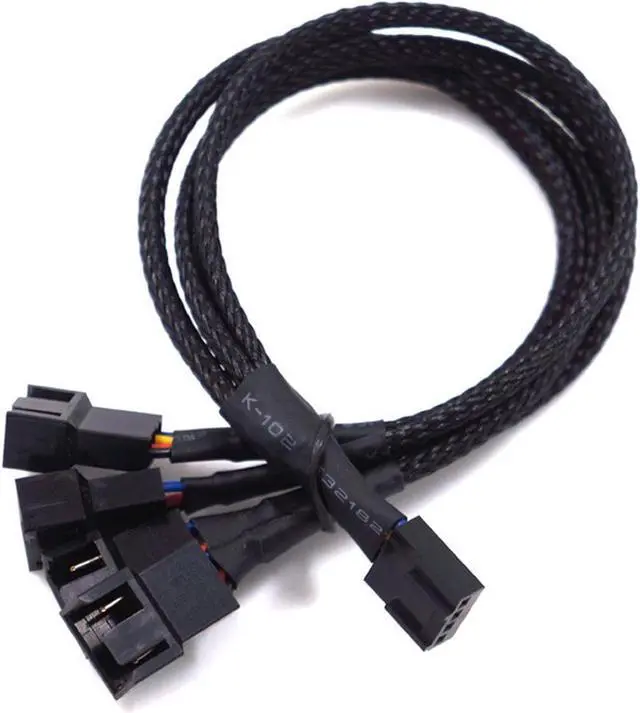 Alt view image 3 of 5 - PWM Fan Splitter Cable Hub 1 to 4 Power Adpater,Motherboard PMW 4-pin Fan Sleeved Braided Y Splitter Internal Power Extension Cable for Computer CPU/Case Fan 1x4 Converter - 10 inches