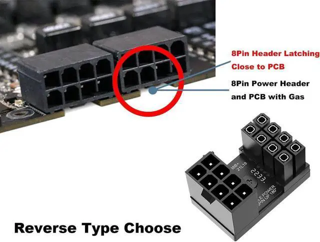 Alt view image 4 of 6 - PCIe 8 Pin 180 Degree Power Adapter,U Turn Angled GPU VGA 8Pin Connector Male to Female Internal Power Board Adapter for Desktop PC Graphics Video Card - Reverse Type,3 Pack