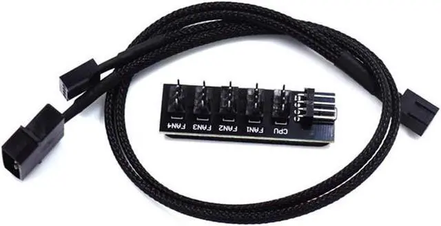 Alt view image 3 of 6 - 1 to 5 Ports 4 pin PWM Fan Hub Splitter - PWM Regulator 12V CPU Cooler / Case / Chasis Cooling Fan Power Cable Adapter Power By PSU Molex 4pin(12V ),40CM Power Cable included