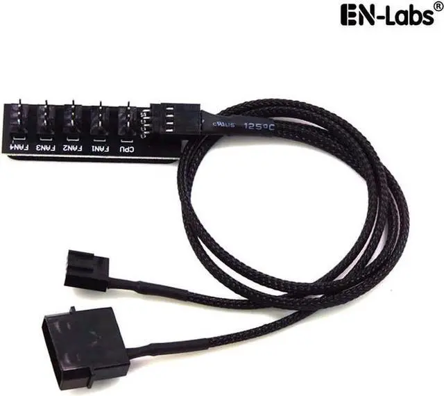 Main image of 1 to 5 Ports 4 pin PWM Fan Hub Splitter - PWM Regulator 12V CPU Cooler / Case / Chasis Cooling Fan Power Cable Adapter Power By PSU Molex 4pin(12V ),40CM Power Cable included