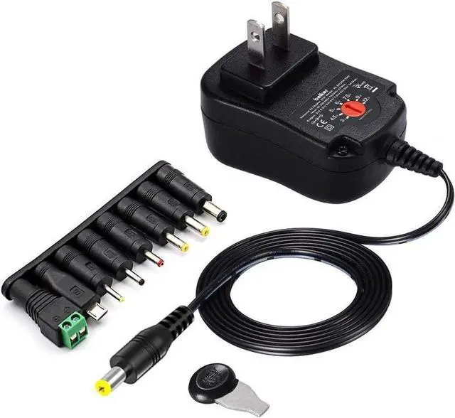 Alt view image 5 of 6 - 12W 3V 4.5V 5V 6V 7.5V 9V 12V Adjustable Voltage Universal AC/DC Adapter Power Supply for Household Electronics,Micro USB - 1A Max