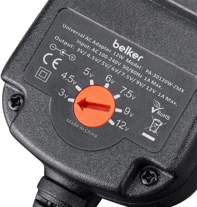 Alt view image 4 of 6 - 12W 3V 4.5V 5V 6V 7.5V 9V 12V Adjustable Voltage Universal AC/DC Adapter Power Supply for Household Electronics,Micro USB - 1A Max