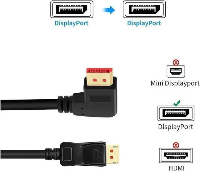 Alt view image 3 of 7 - BUCIER 8K@60Hz 90 Degree Angled DP 1.4 Cable. Male to Male Right Angle Displayport 1.4 Cable Support 8K@60Hz 4K@144Hz 1080P@240Hz 6FT/1.8M